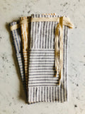 Apron 100% linen- yellow & white striped