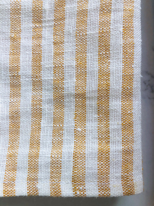 Apron 100% linen- yellow & white striped