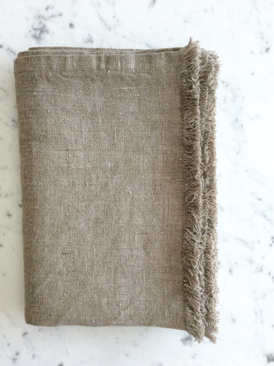 Natural Herringbone Weave | Linen Throw