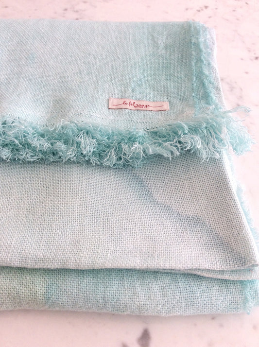 Hand painted linen throw
