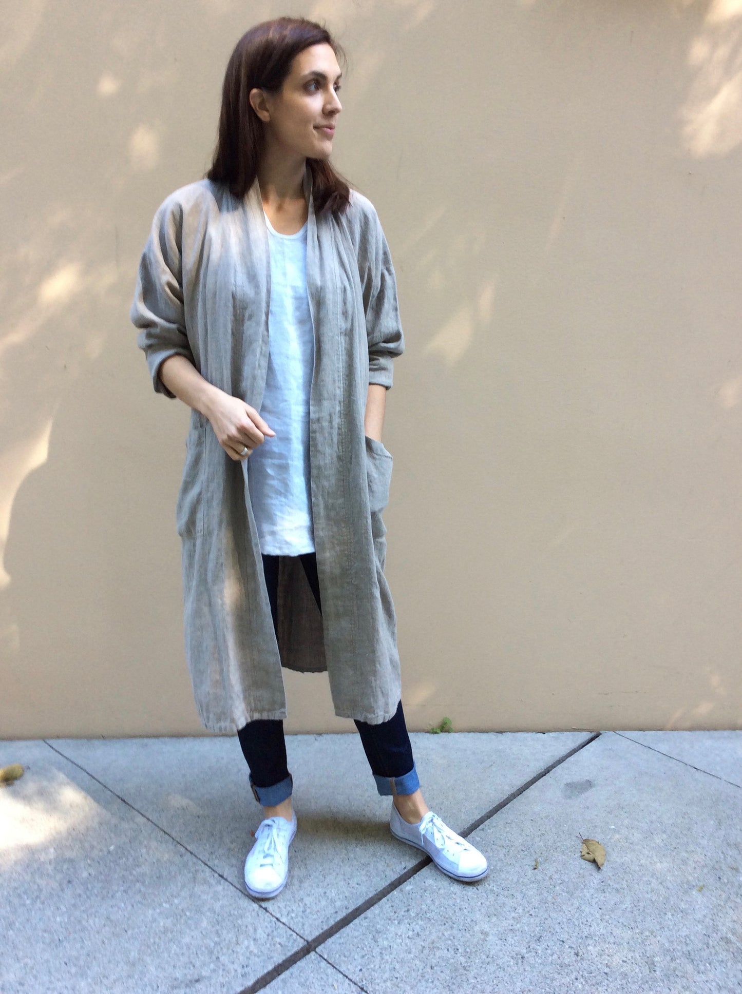 'UNA' Linen Kimono Long- natural 100% linen