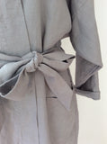 UNA' Linen Kimono - grey zoom in also available in natural linen color