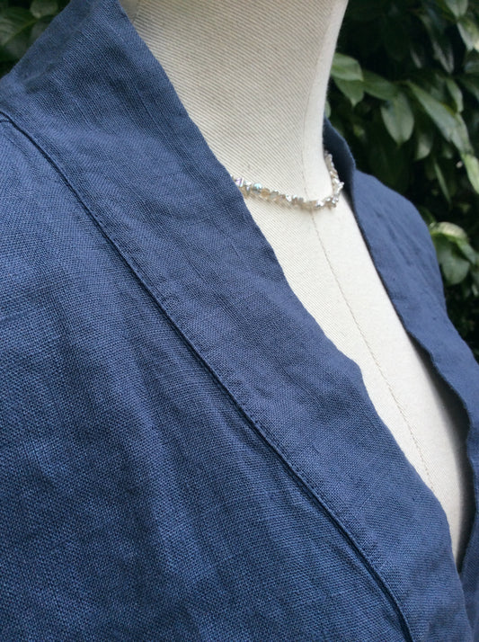 UNA Linen Kimono - indigo blue 100% linen