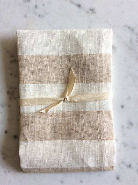 Beige/white striped | linen Tea/Hand Towel