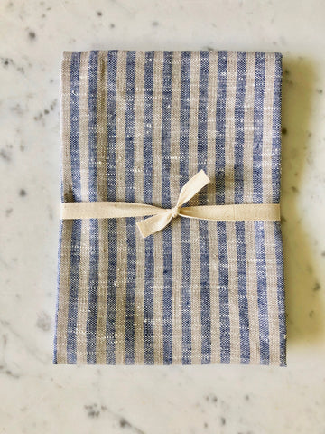 indigo & natural thin striped | linen Tea/Hand Towel