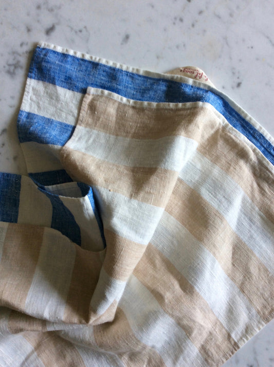 Beige/white striped | linen Tea/Hand Towel