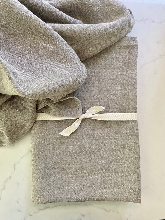 undyed natural linen twill weave| Bath Sheet