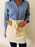 Apron 100% linen- yellow & white striped