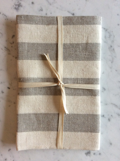 Linen Bath Sheet | Natural Wide Striped