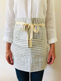 Apron 100% linen - grey & white striped Media