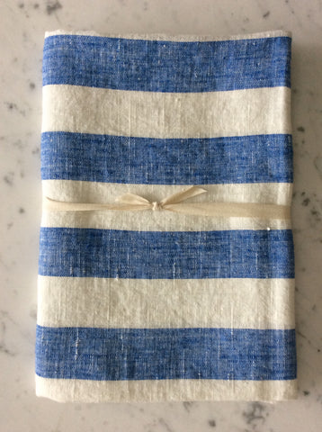 Blue/white striped, stonewashed | Bath Sheet SKU217
