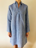 Olivia Linen Dress - Blue