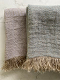 100%linen scarf in silver grey or turquoise. textured weav