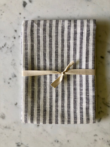 grey & white thin striped | linen Tea/Hand Towel