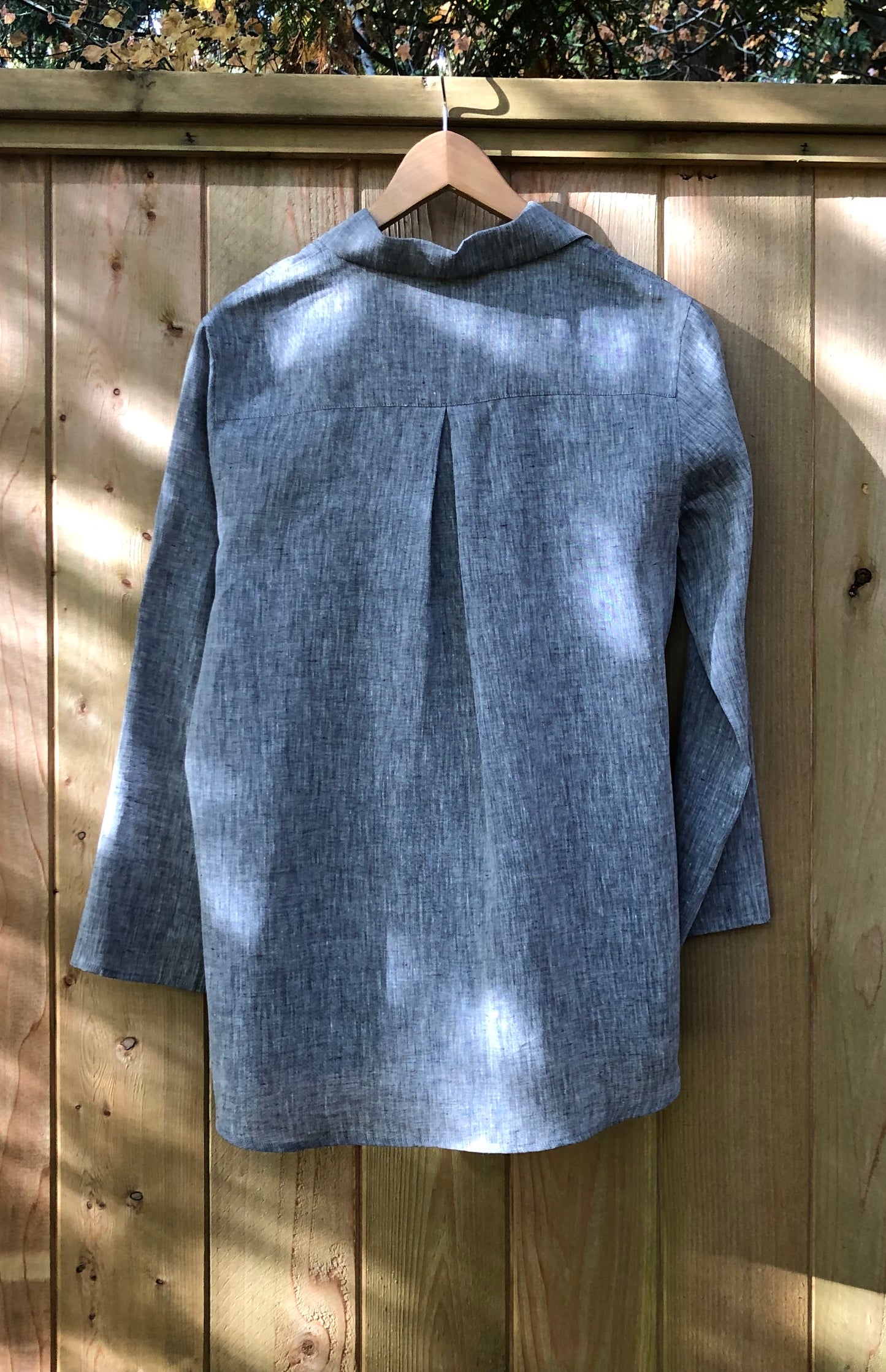 Olivia Linen Blouse- White / charcoal grey / light grey