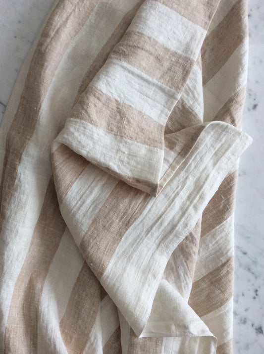beige/white striped | bath sheet  SKU218