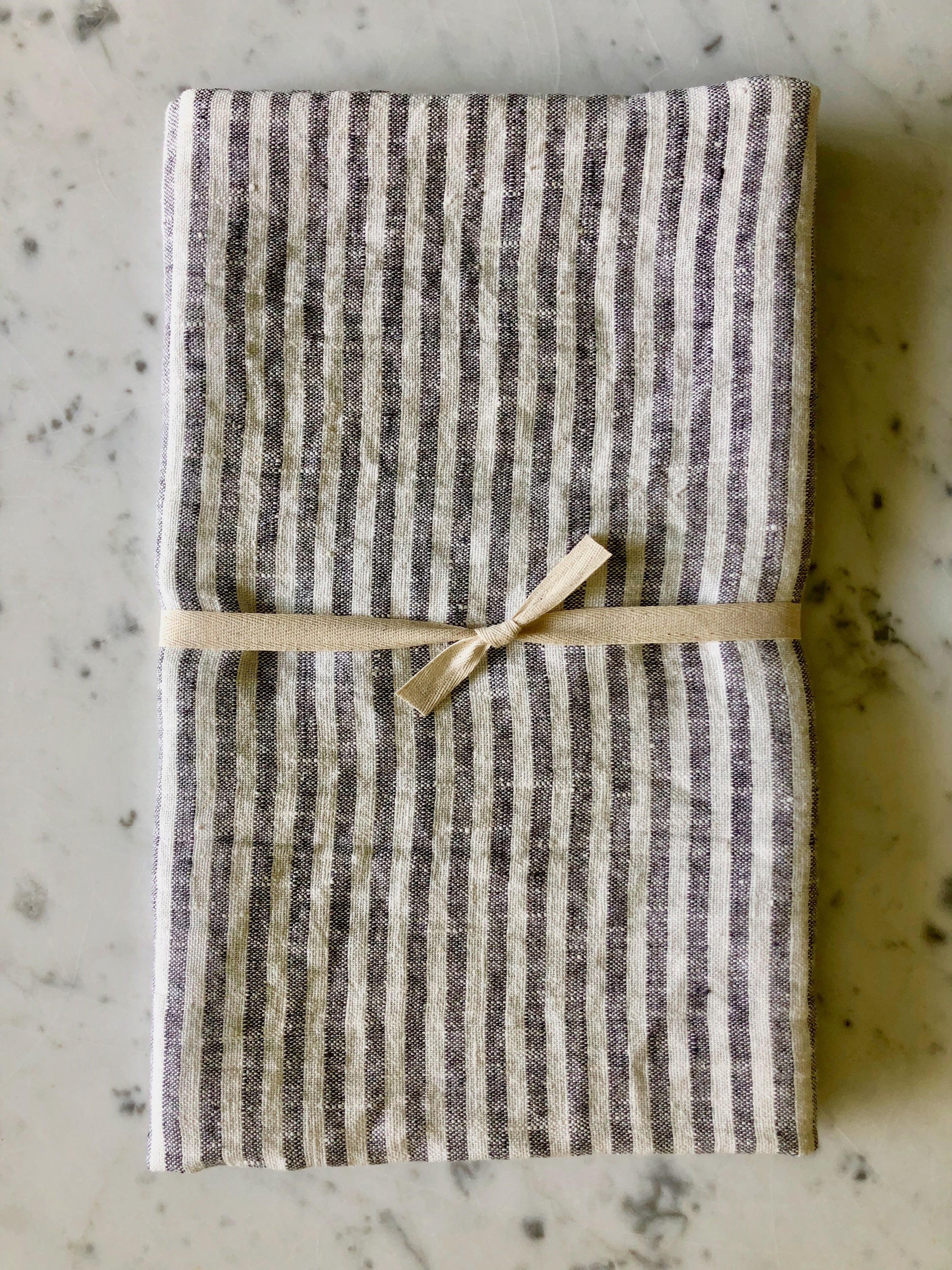 grey white thin striped Bath Sheet SKU 223 Le fil rouge Textiles