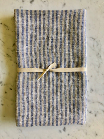 indigo & natural thin striped linen | Bath Sheet SKU 222