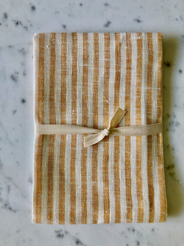 yellow & white thin striped | Linen Tea/Hand Towel