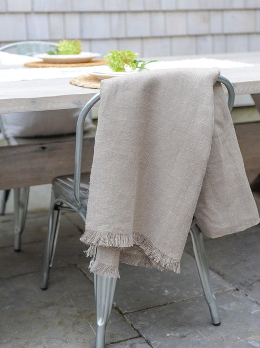 Natural Herringbone Weave | Linen Throw